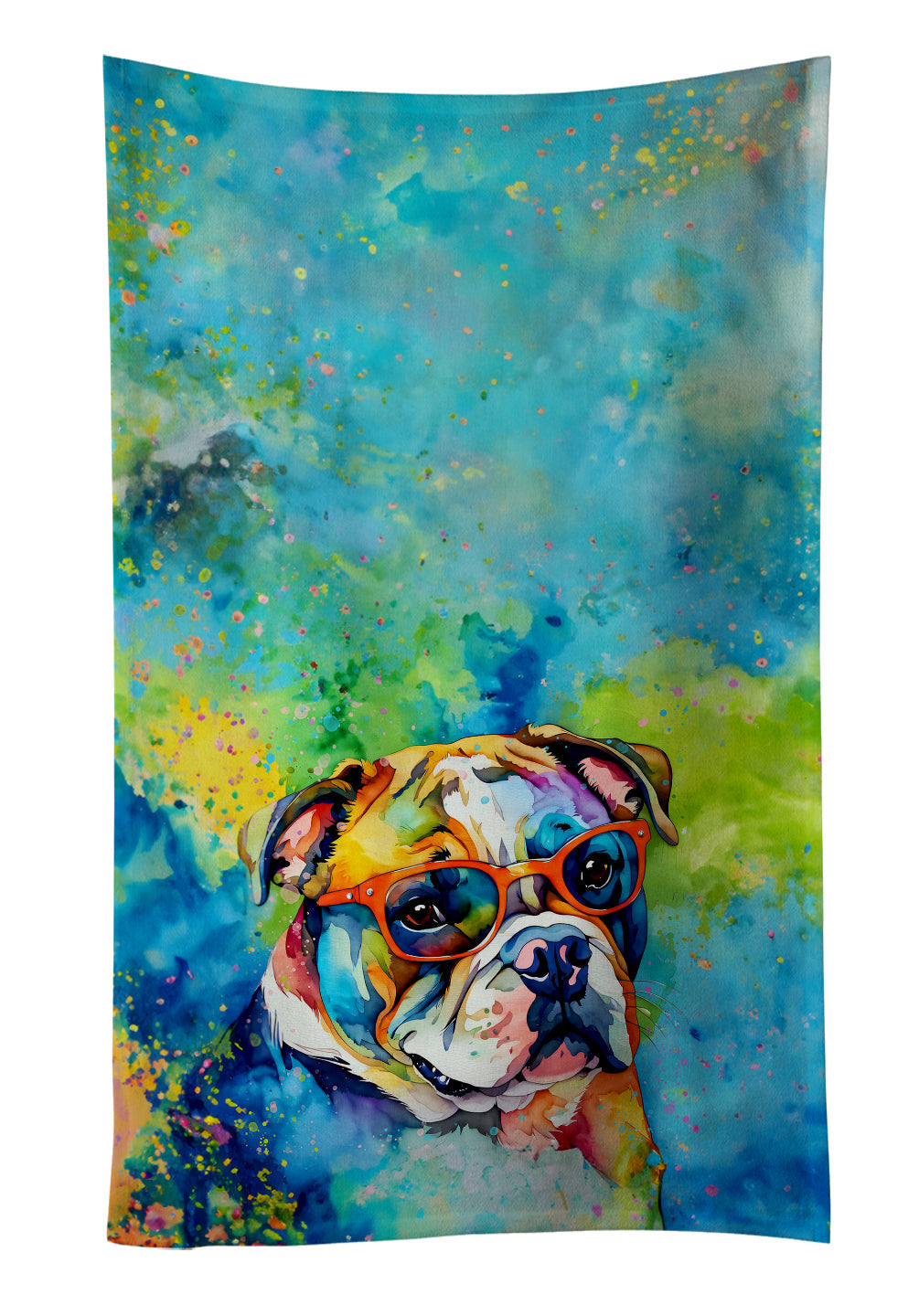 English Bulldog Hippie Dawg Kitchen Towel