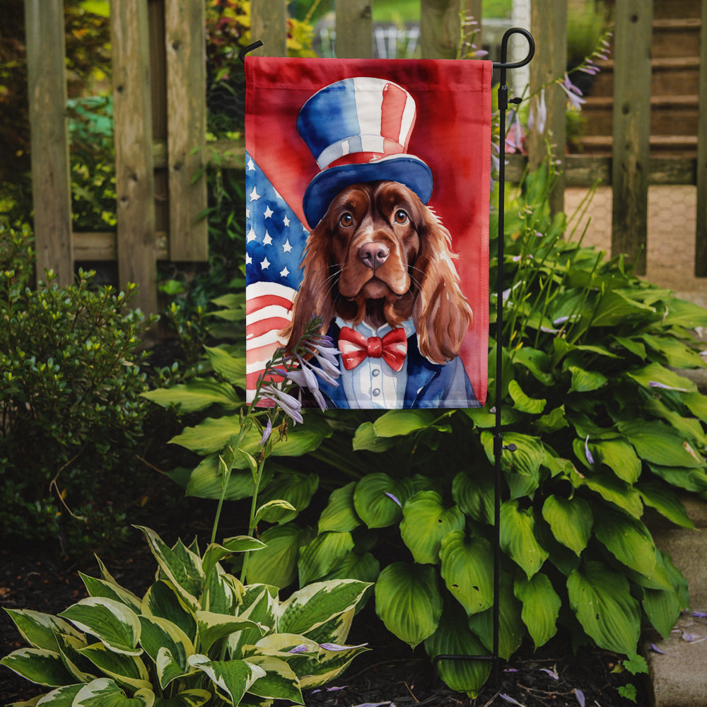 Sussex Spaniel Patriotic American Garden Flag-1