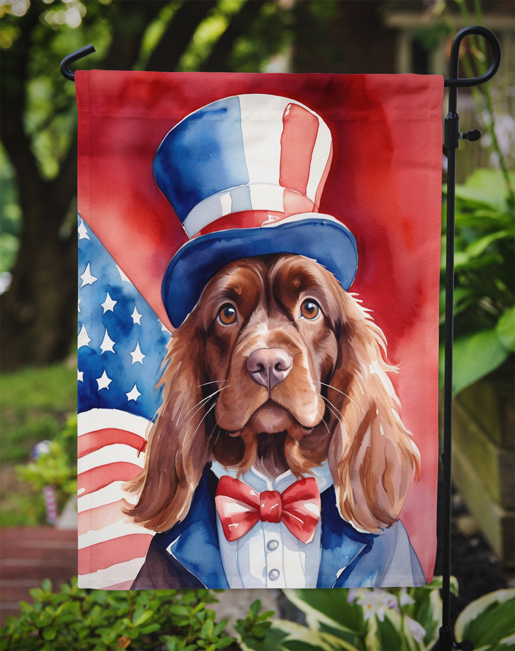 Sussex Spaniel Patriotic American Garden Flag-2
