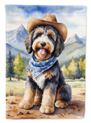 Bernedoodle Cowboy Welcome House Flag-0