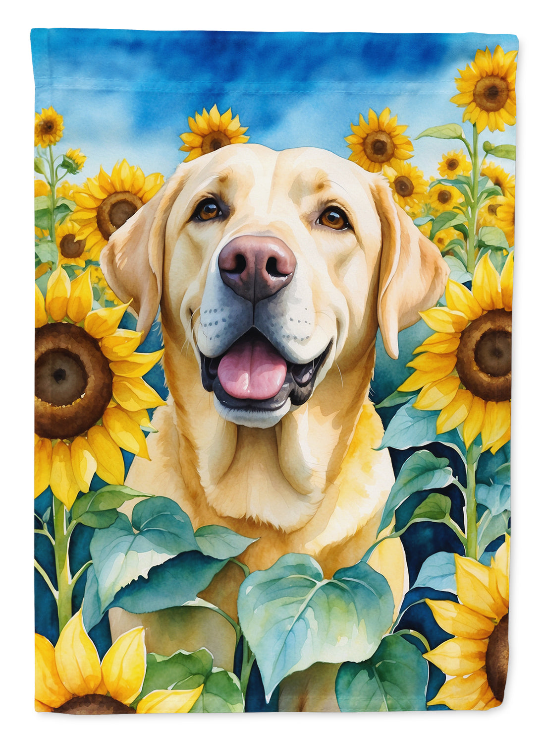 Labrador Retriever in Sunflowers Garden Flag