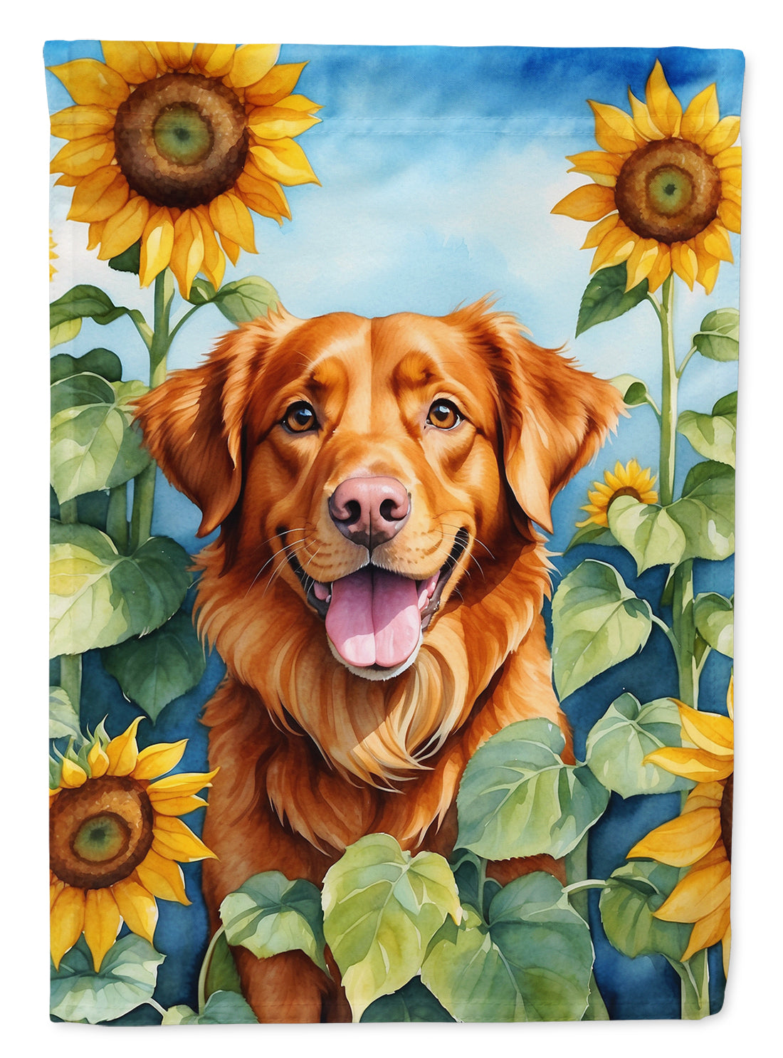 Nova Scotia Duck Toller in Sunflowers Garden Flag