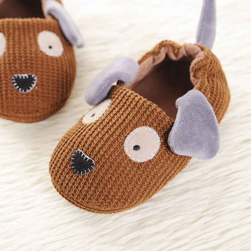 Winter Kids' Cartoon Dog Cotton Slippers - Warm Non-Slip Baby Shoes