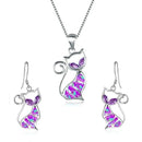 Cat Pendant Jewelry Set - Elegant Necklace & Earrings