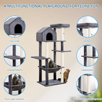 60-Inch Indoor Cat Tower with Multi-Level Perch by Tail chasers