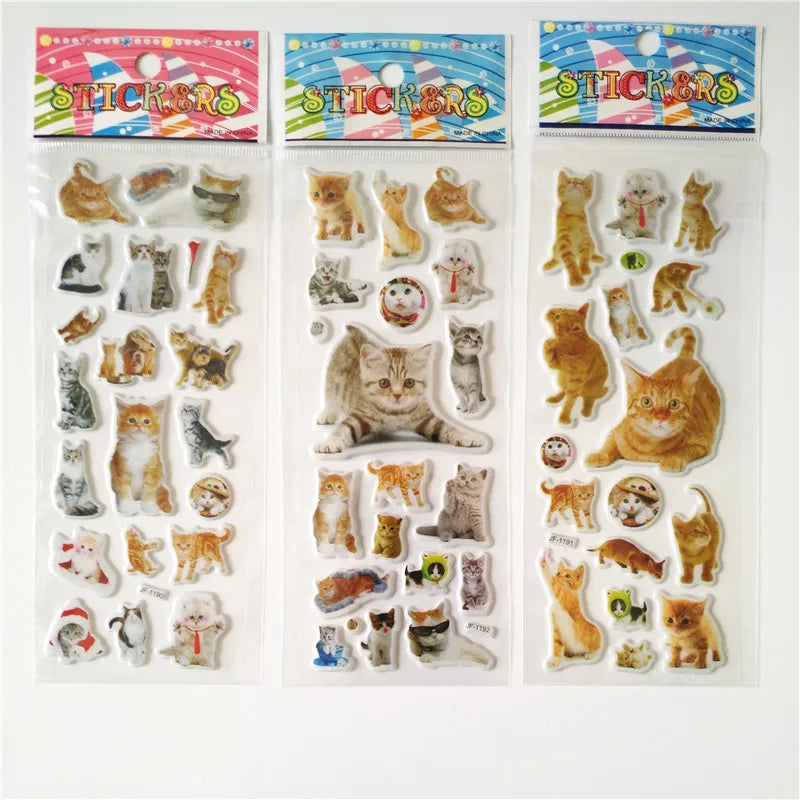 3D Pet Dog & Cat Stickers - 6 Sheets