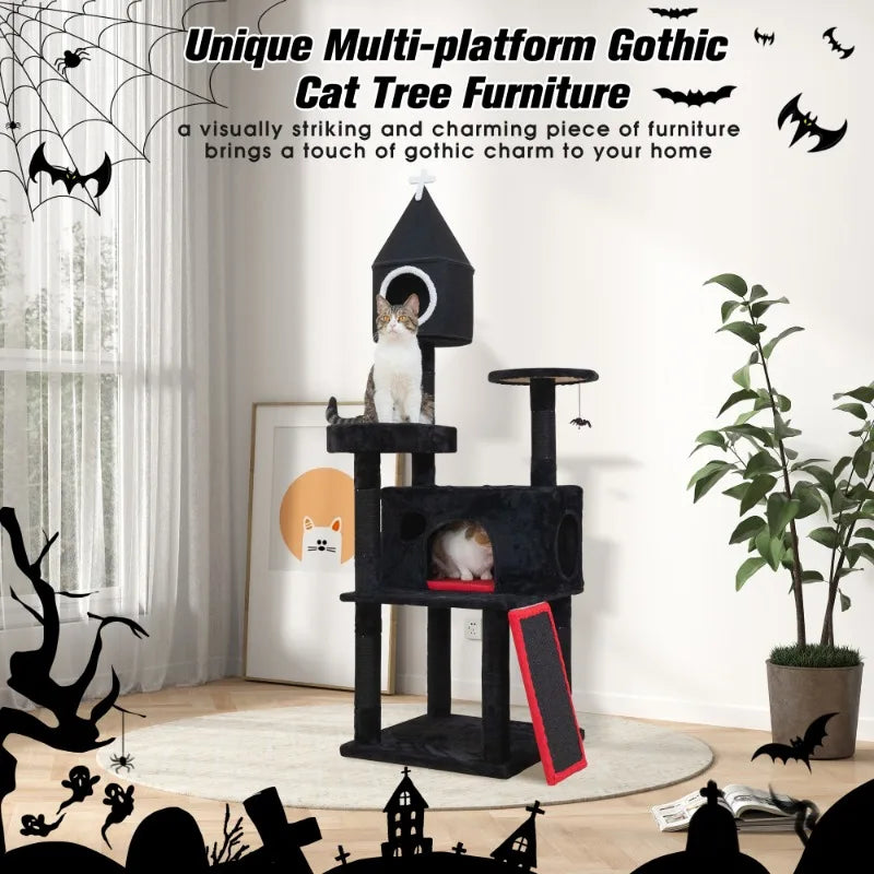 Gothic Cat Tree with Coffin Bed
