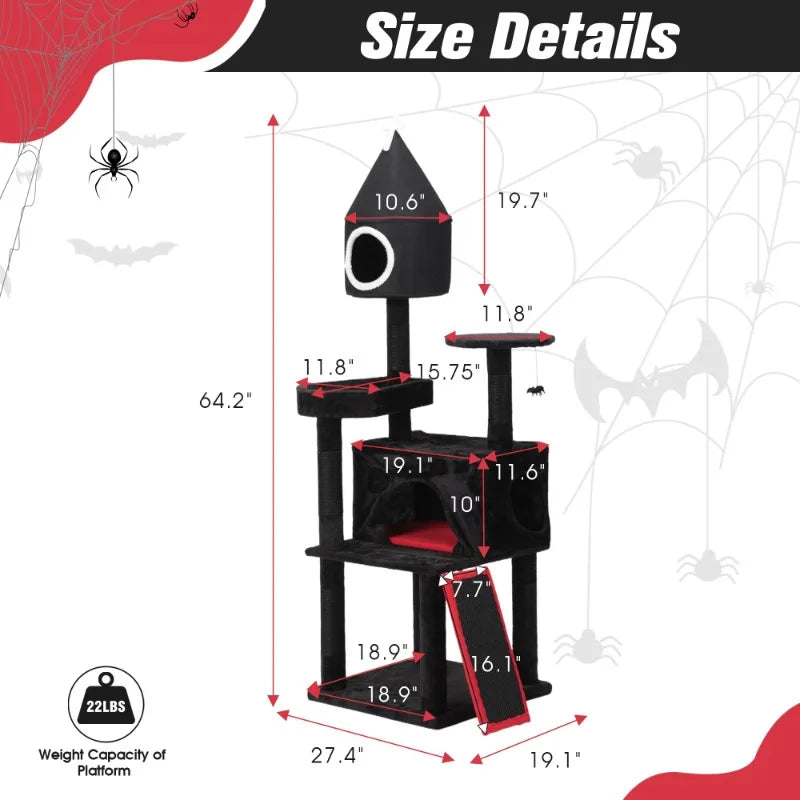 Gothic Cat Tree with Coffin Bed by Tail chasers