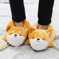 Lazy Shiba Inu Funny Slippers - Cute Soft Animal Puppy Home Cotton Shoes