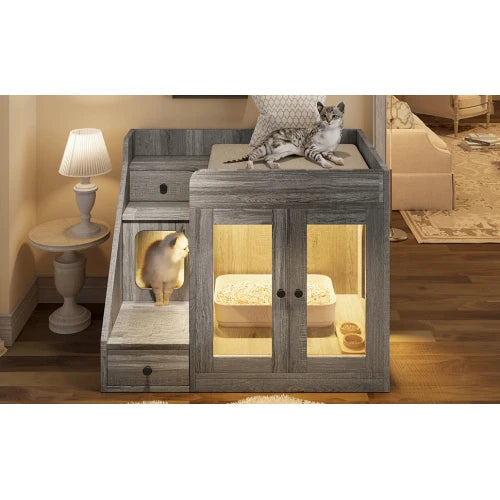 Hidden Litter Box Enclosure 2 Storage Drawers by Tail chasers