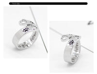 Cat Ear Paw Print Ring - Adjustable Pearl Hollow Heart Design