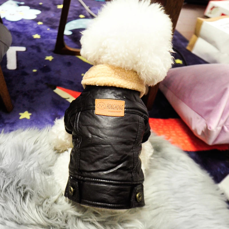 Leather Winter Pet Jacket Coat Soft Costumes For Dogs Red Black Autumn Little Small Puppies Medium Large Big Animal Supplies