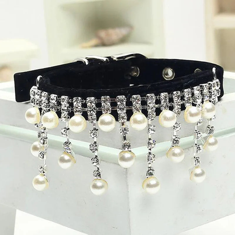 Luxury Crystal Pearl Pet Collar - Make Your Pet the Star of Every Event