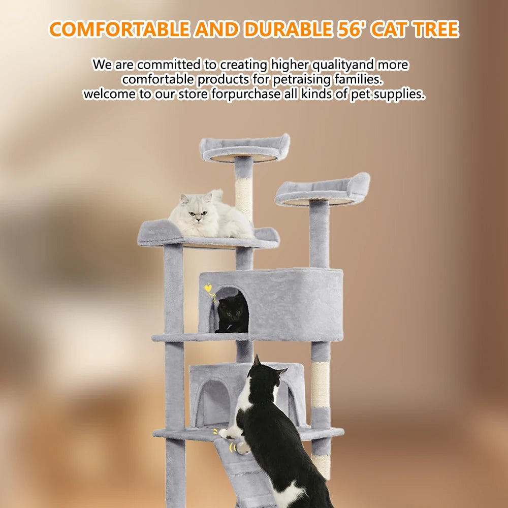 54in Multi-Level Cat Tower Funny 2 Condo by Tail chasers