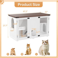 Large 47.25-Inch White FCJ Smart Cat Litter Box Enclosure Scratching Post Side Table by Tail chasers