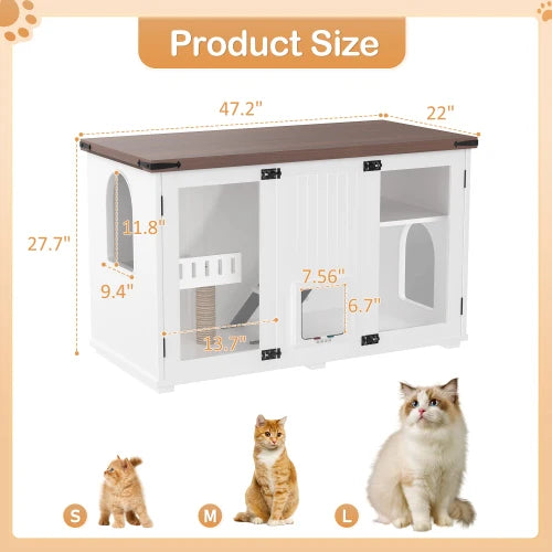 Large Smart Cat Litter Box Enclosure for Living Room by Tail chasers