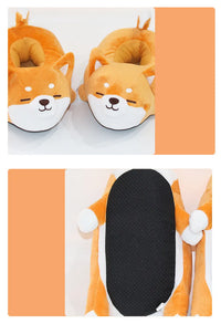 Lazy Shiba Inu Funny Slippers - Cute Soft Animal Puppy Home Cotton Shoes