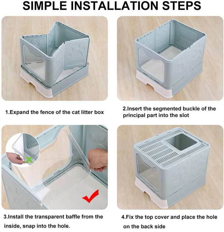 US LOCAL STOCK Cat Litter Box,Lid ,and Scoop for Big Cats by Tail chasers