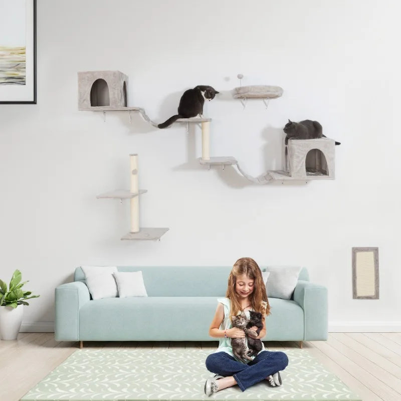 Wall-mounted Cat Tree with 2 Cat Condos House and much more