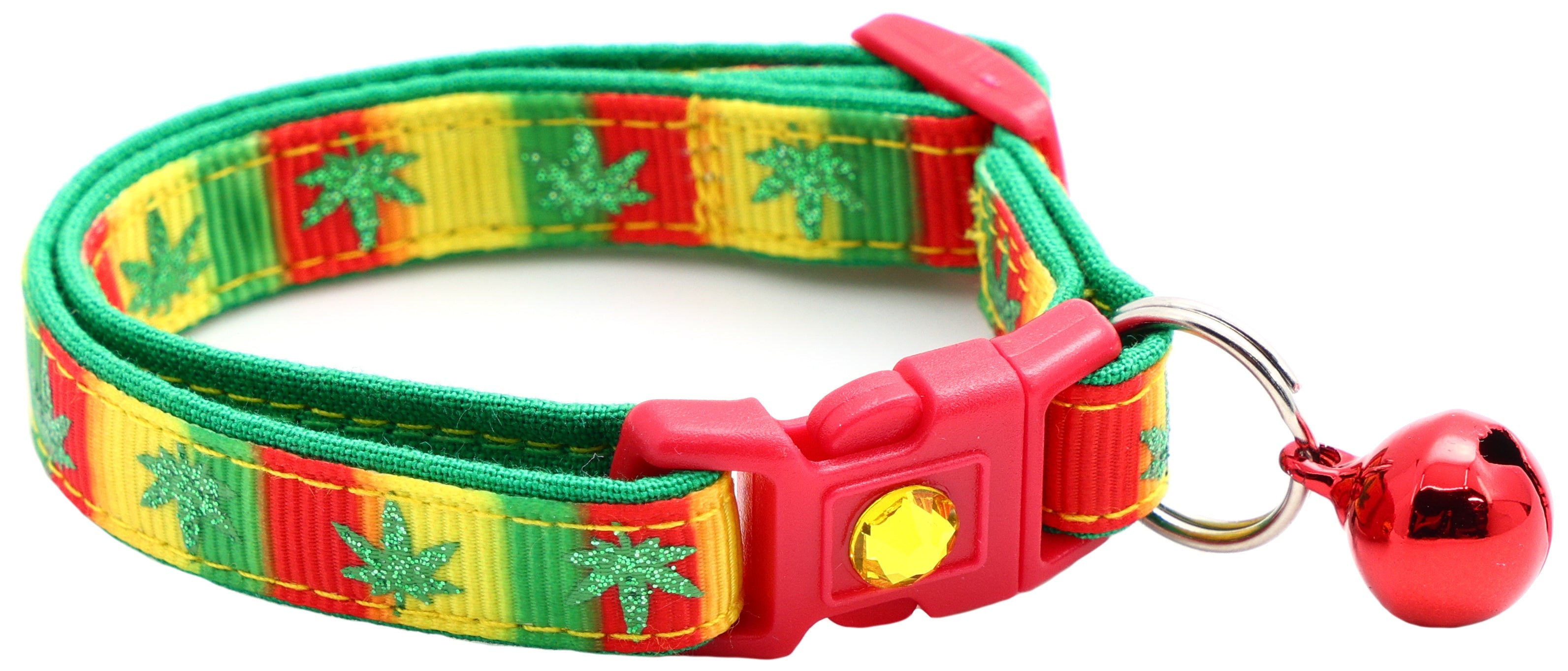 Marijuana Leaves Breakaway Cat Collar-9