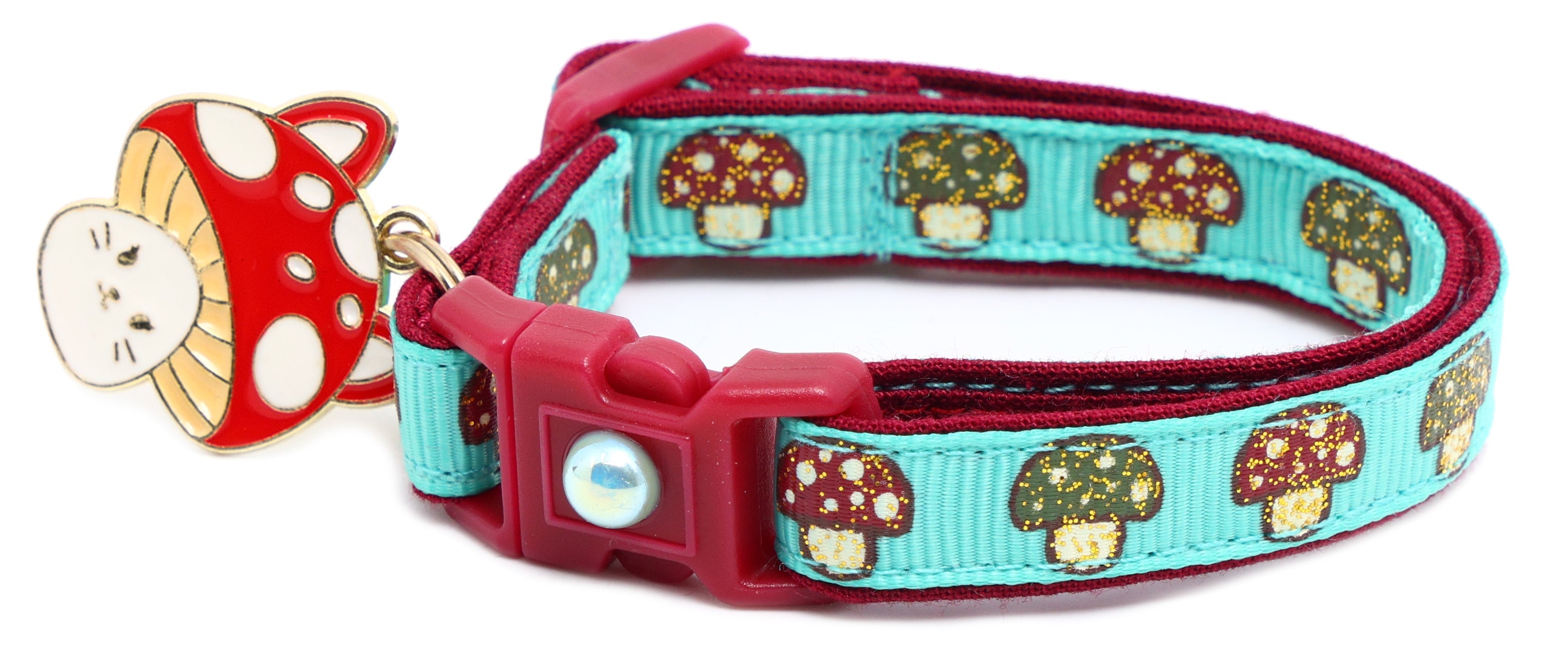 Woodland Mushrooms Breakaway Cat Collar-12