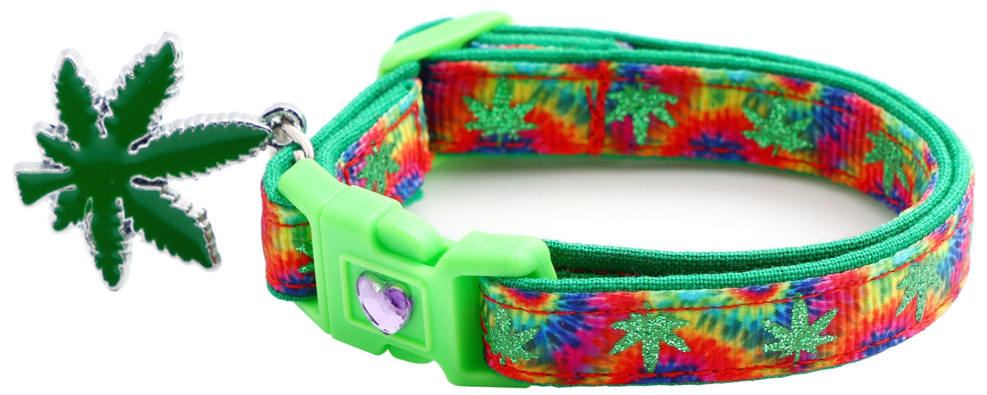 Marijuana Leaves Breakaway Cat Collar-25