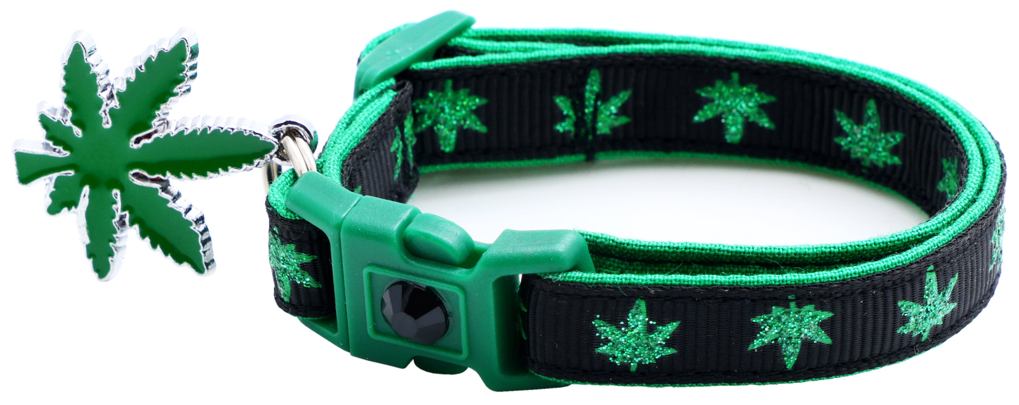 Marijuana Leaves Breakaway Cat Collar-23