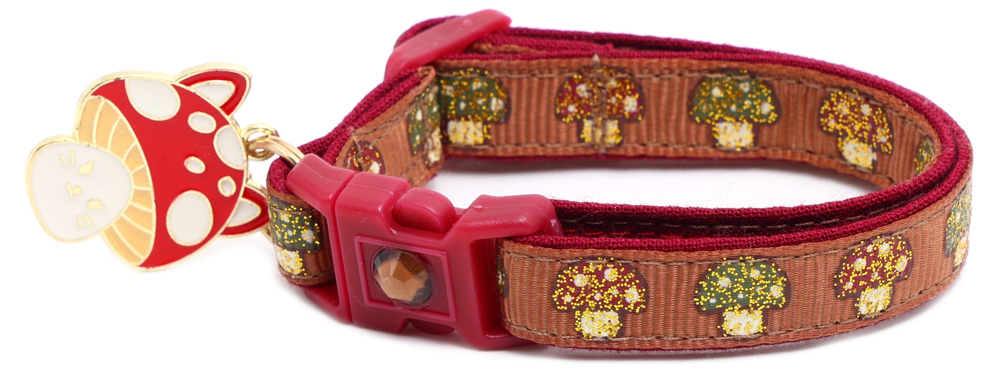 Woodland Mushrooms Breakaway Cat Collar-13
