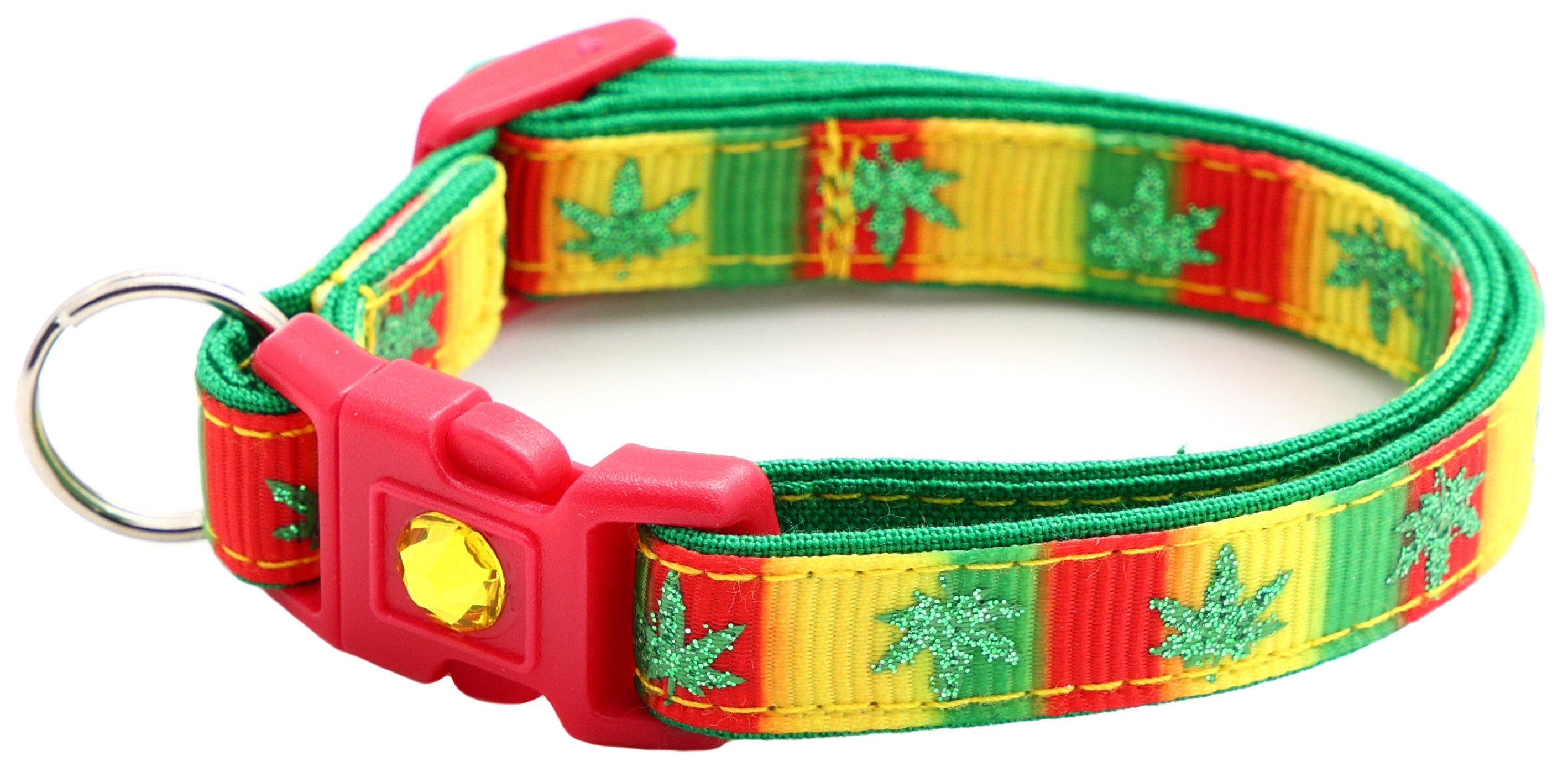 Marijuana Leaves Breakaway Cat Collar-60