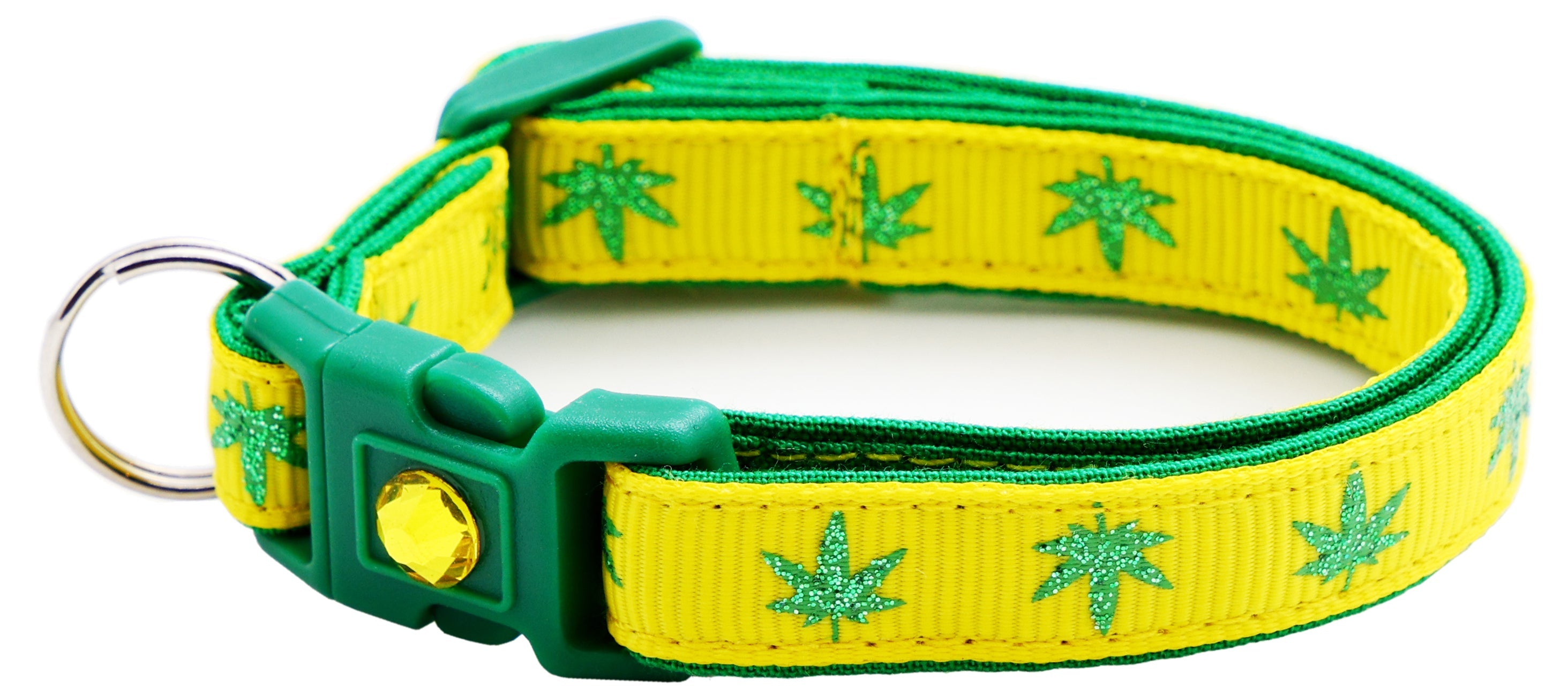 Marijuana Leaves Breakaway Cat Collar-62