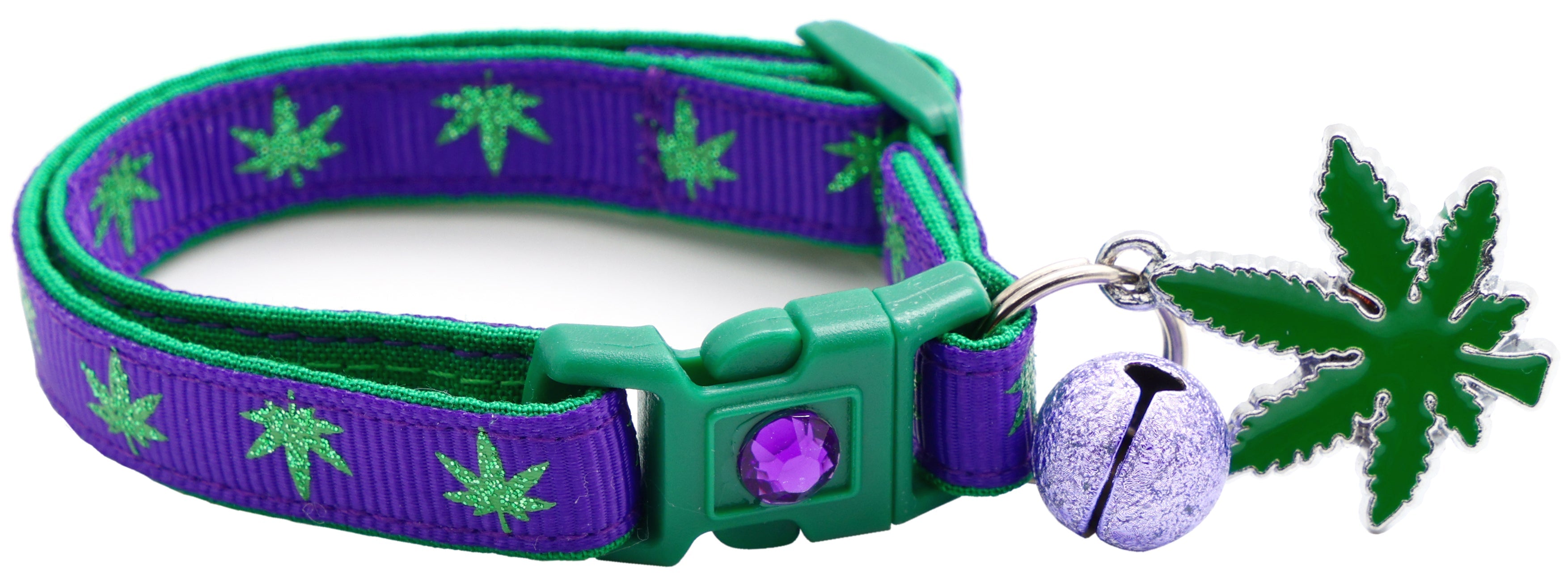 Marijuana Leaves Breakaway Cat Collar-41