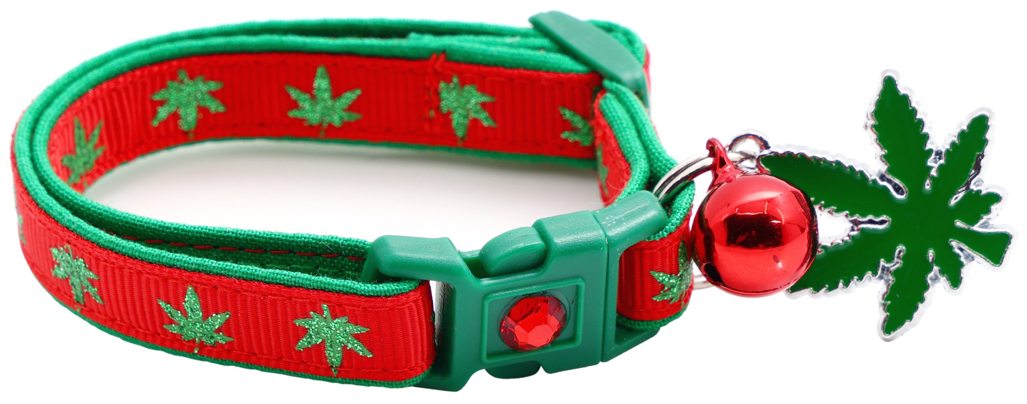 Marijuana Leaves Breakaway Cat Collar-44