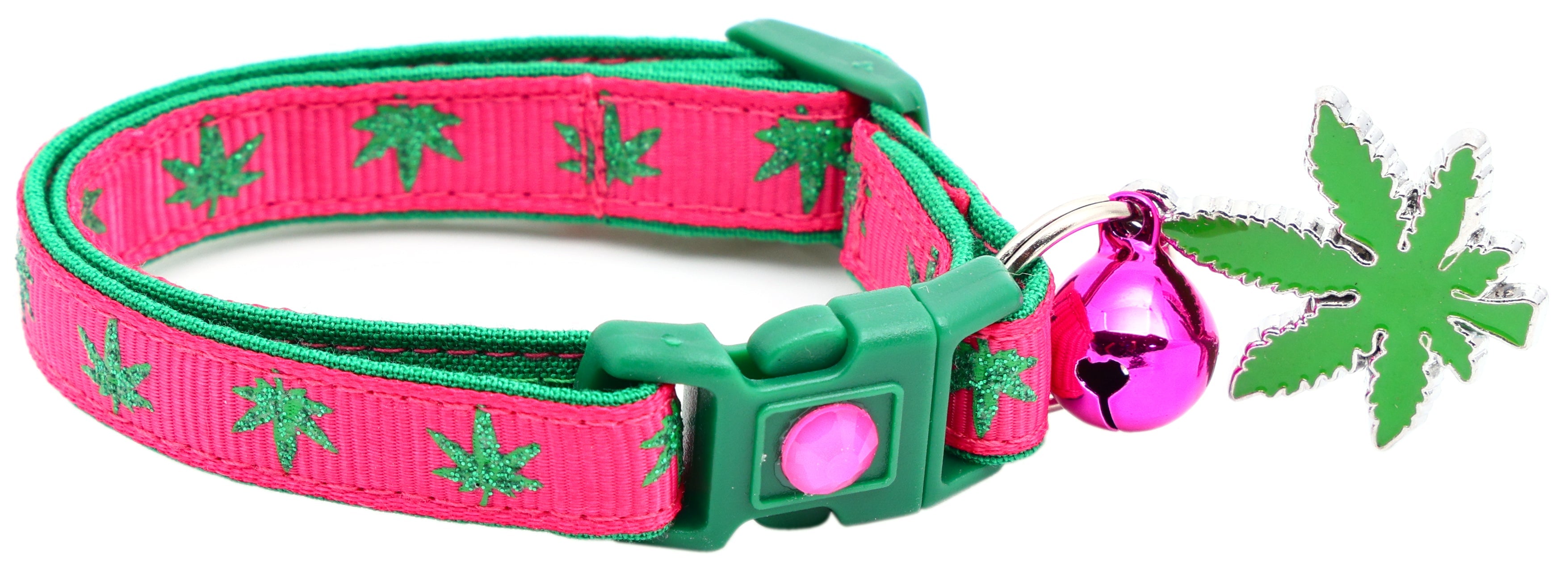 Marijuana Leaves Breakaway Cat Collar-47