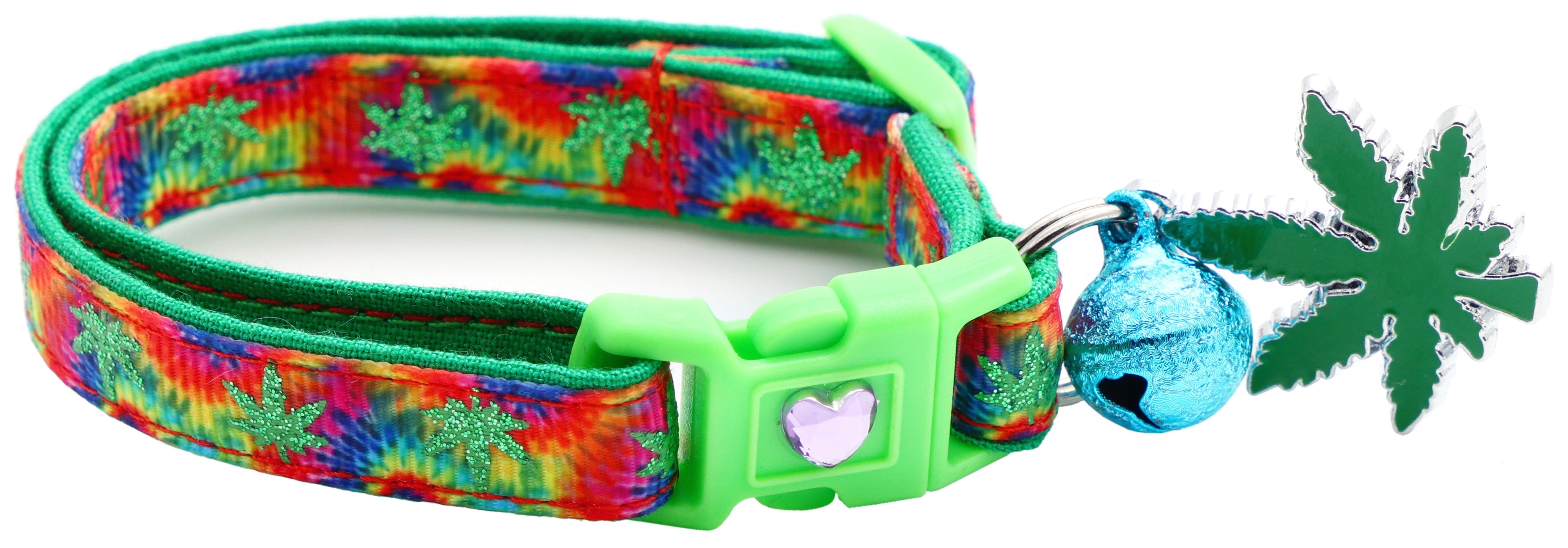 Marijuana Leaves Breakaway Cat Collar-42
