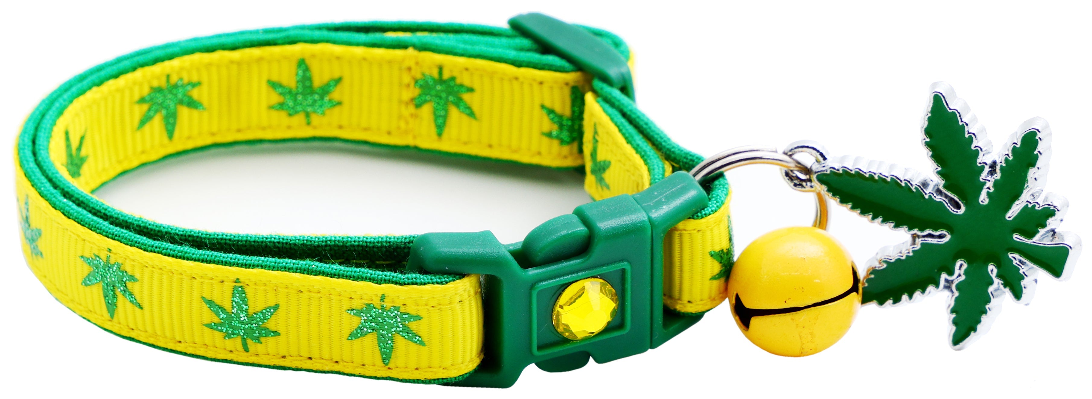 Marijuana Leaves Breakaway Cat Collar-45