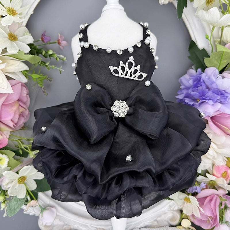 Pet Dress Pearl Diamond Crown 2 Colors