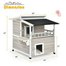 2-Story Wooden Patio Luxurious Cat Shelter House Condo with Large Balcony-2