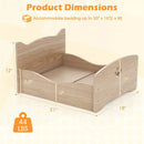 Elevated Pet Bed Frame with Rails and Cute Headboards-Walnut-3