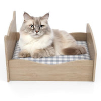 Elevated Pet Bed Frame with Rails and Cute Headboards-Walnut-4