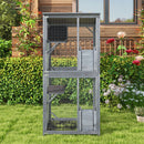 72 Inch TallWooden Cat House with Weatherproof Asphalt Roof-Gray-1