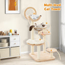 4-in-1 Large Wooden Cat Tower with Space Capsule Nest for Indoor Cats-3