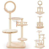 4-in-1 Large Wooden Cat Tower with Space Capsule Nest for Indoor Cats-4