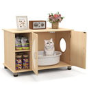 Cat Litter Box Enclosure with Sisal Scratching Doors and Adjustable Metal Feet-Natural-4