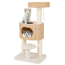 Modern Cat Tower Cat Tree with Top Perch Cattail Fluff Condo-Natural-2