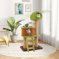Cute Cat Tree for Indoor Cats with Mushroom-shaped Nest Condo and Climbing Ladder-Green-0