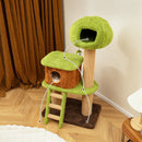 Cute Cat Tree for Indoor Cats with Mushroom-shaped Nest Condo and Climbing Ladder-Green-1