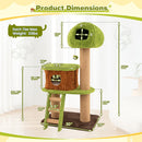 Cute Cat Tree for Indoor Cats with Mushroom-shaped Nest Condo and Climbing Ladder-Green-3