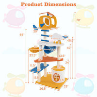 70 Inch Tall Aviation-themed Cat Tree with Helicopter Top Perch and Platforms-Yellow-2