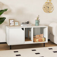 40 Inch Cat Litter Box Enclosure for 2 Cats Hidden Cat Washroom-White-0