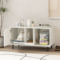 40 Inch Cat Litter Box Enclosure for 2 Cats Hidden Cat Washroom-White-1